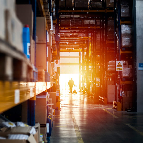 warehouse at sunset